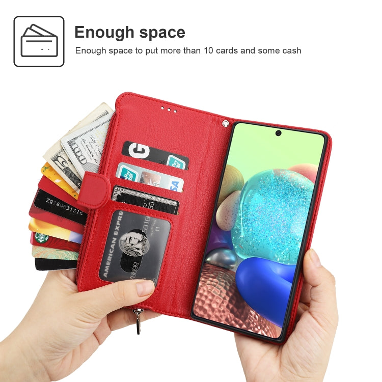 For Samsung Galaxy A71 Microfiber Zipper Horizontal Flip Leather Case