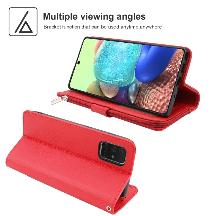 For Samsung Galaxy A71 Microfiber Zipper Horizontal Flip Leather Case