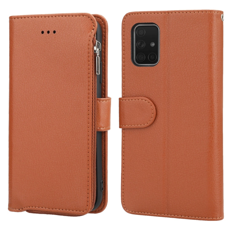 For Samsung Galaxy A71 Microfiber Zipper Horizontal Flip Leather Case