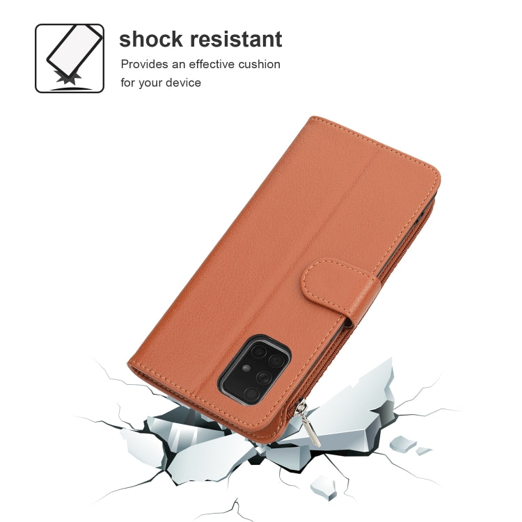 For Samsung Galaxy A71 Microfiber Zipper Horizontal Flip Leather Case