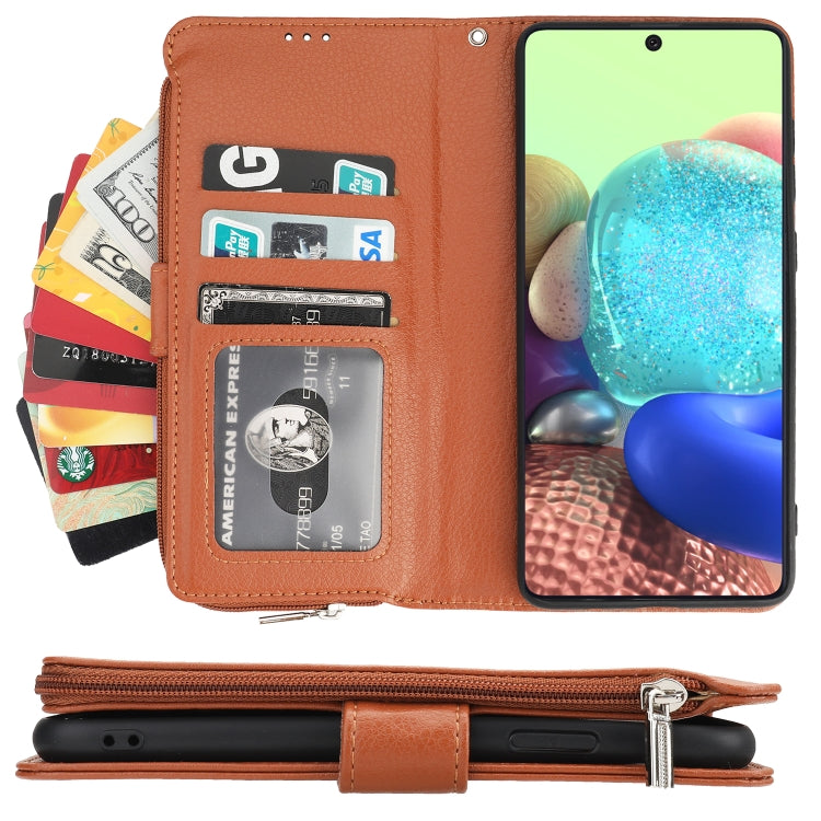 For Samsung Galaxy A71 Microfiber Zipper Horizontal Flip Leather Case