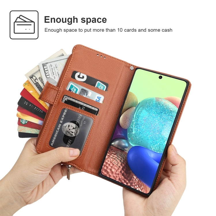 For Samsung Galaxy A71 Microfiber Zipper Horizontal Flip Leather Case