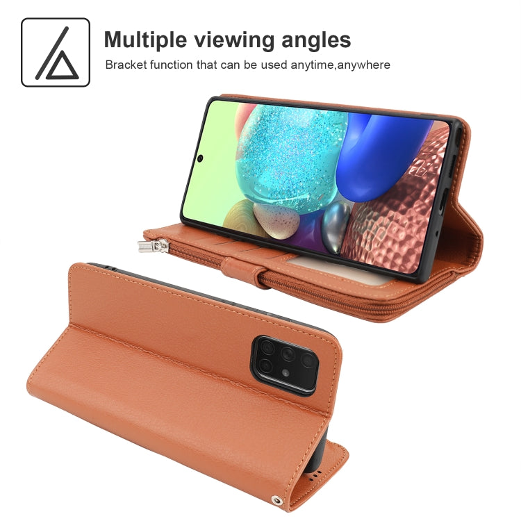For Samsung Galaxy A71 Microfiber Zipper Horizontal Flip Leather Case