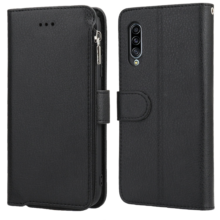 For Samsung Galaxy A90 5G Microfiber Zipper Horizontal Flip Leather Case