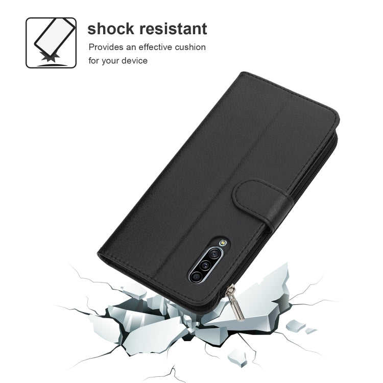 For Samsung Galaxy A90 5G Microfiber Zipper Horizontal Flip Leather Case