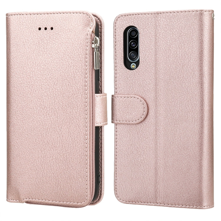 For Samsung Galaxy A90 5G Microfiber Zipper Horizontal Flip Leather Case