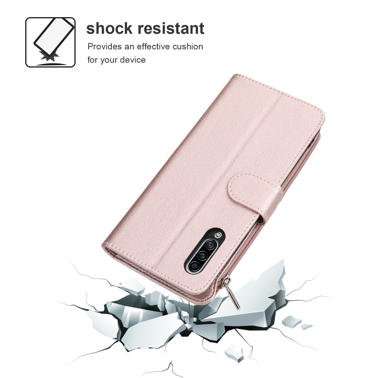 For Samsung Galaxy A90 5G Microfiber Zipper Horizontal Flip Leather Case