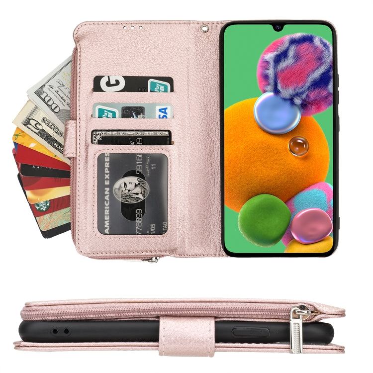 For Samsung Galaxy A90 5G Microfiber Zipper Horizontal Flip Leather Case