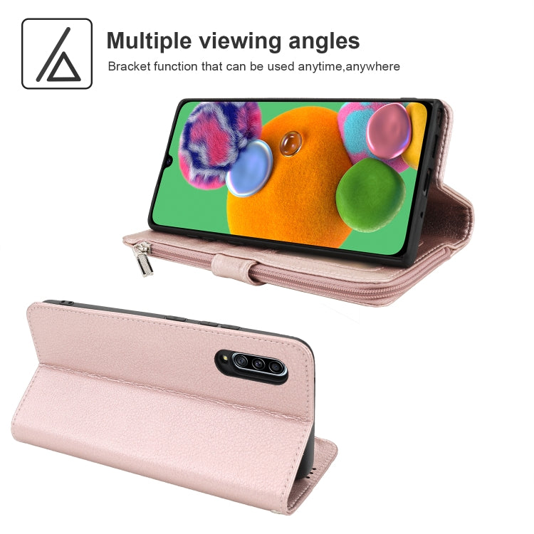 For Samsung Galaxy A90 5G Microfiber Zipper Horizontal Flip Leather Case