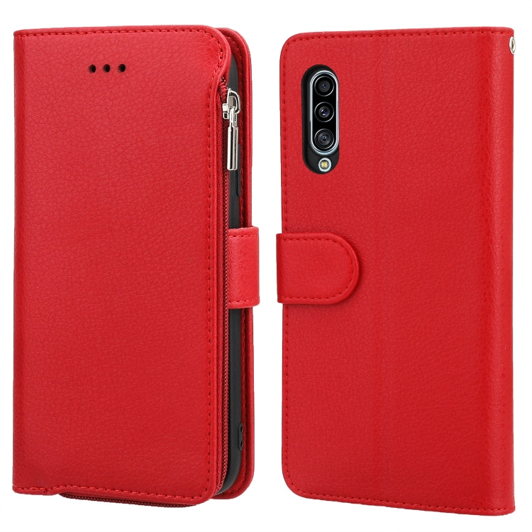 For Samsung Galaxy A90 5G Microfiber Zipper Horizontal Flip Leather Case