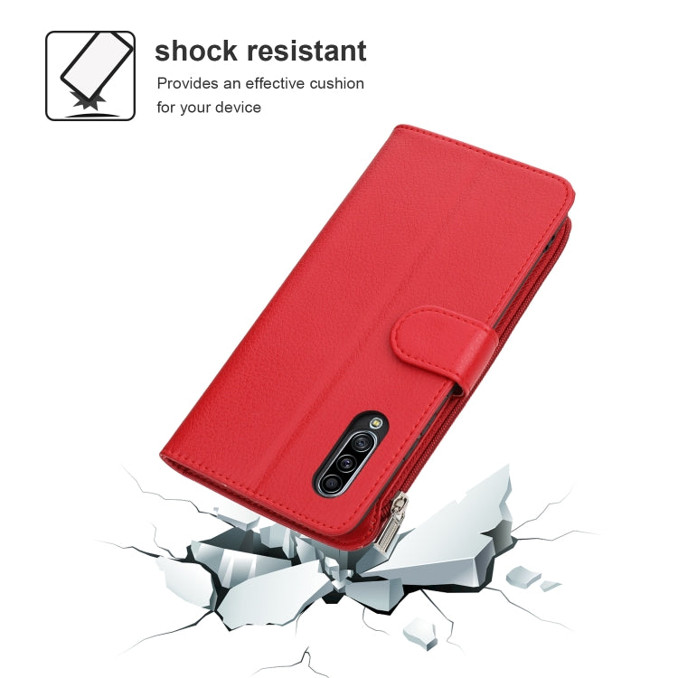 For Samsung Galaxy A90 5G Microfiber Zipper Horizontal Flip Leather Case