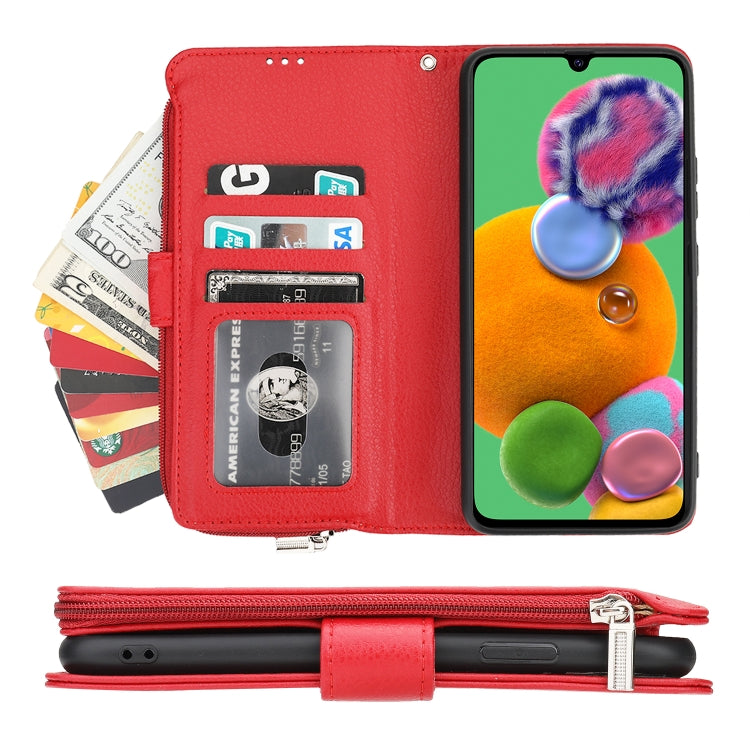 For Samsung Galaxy A90 5G Microfiber Zipper Horizontal Flip Leather Case