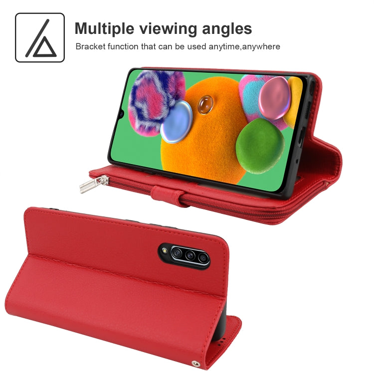 For Samsung Galaxy A90 5G Microfiber Zipper Horizontal Flip Leather Case