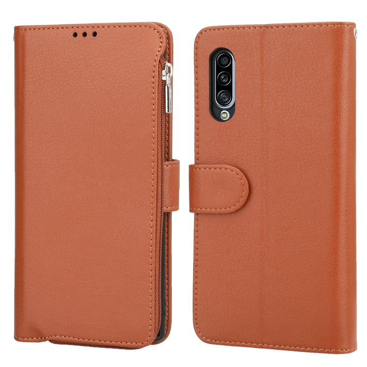 For Samsung Galaxy A90 5G Microfiber Zipper Horizontal Flip Leather Case