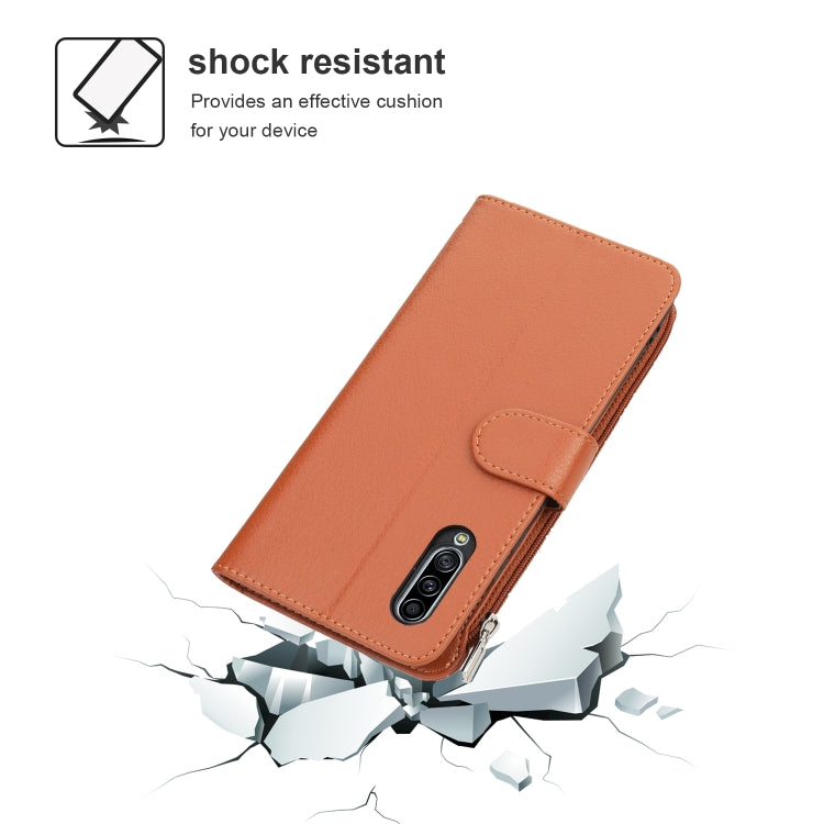 For Samsung Galaxy A90 5G Microfiber Zipper Horizontal Flip Leather Case