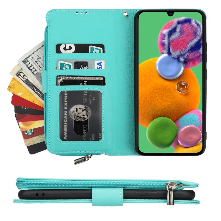 For Samsung Galaxy A90 5G Microfiber Zipper Horizontal Flip Leather Case