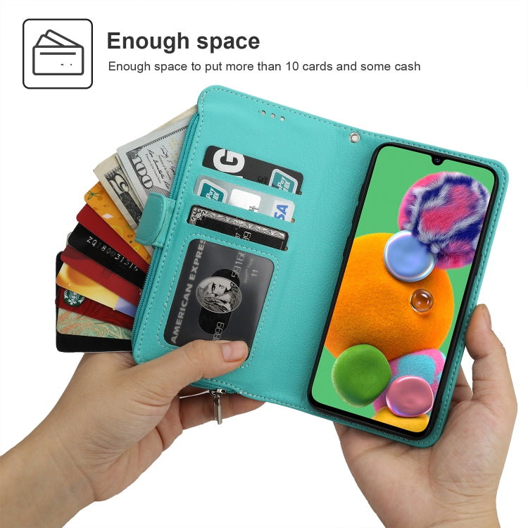 For Samsung Galaxy A90 5G Microfiber Zipper Horizontal Flip Leather Case