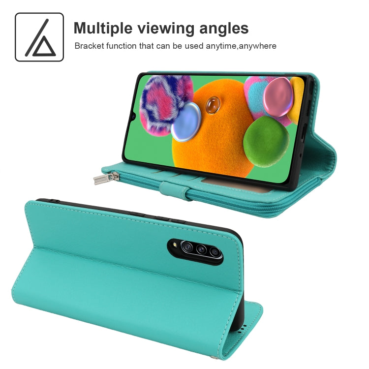 For Samsung Galaxy A90 5G Microfiber Zipper Horizontal Flip Leather Case