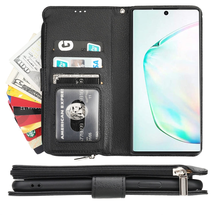 For Samsung Galaxy Note10+ Microfiber Zipper Horizontal Flip Leather Case