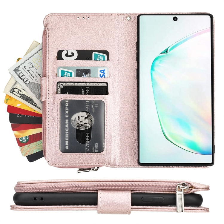 For Samsung Galaxy Note10+ Microfiber Zipper Horizontal Flip Leather Case
