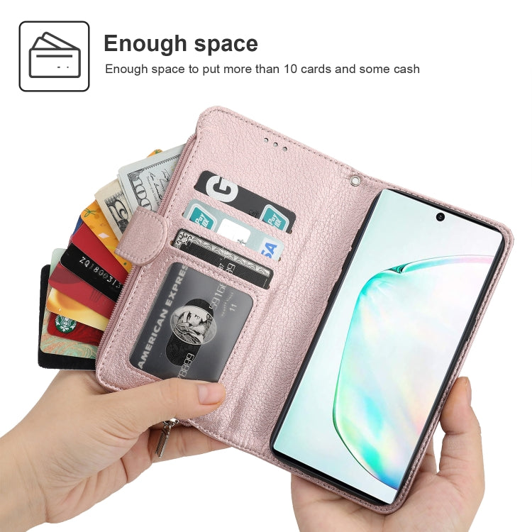 For Samsung Galaxy Note10+ Microfiber Zipper Horizontal Flip Leather Case