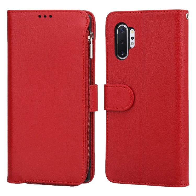 For Samsung Galaxy Note10+ Microfiber Zipper Horizontal Flip Leather Case