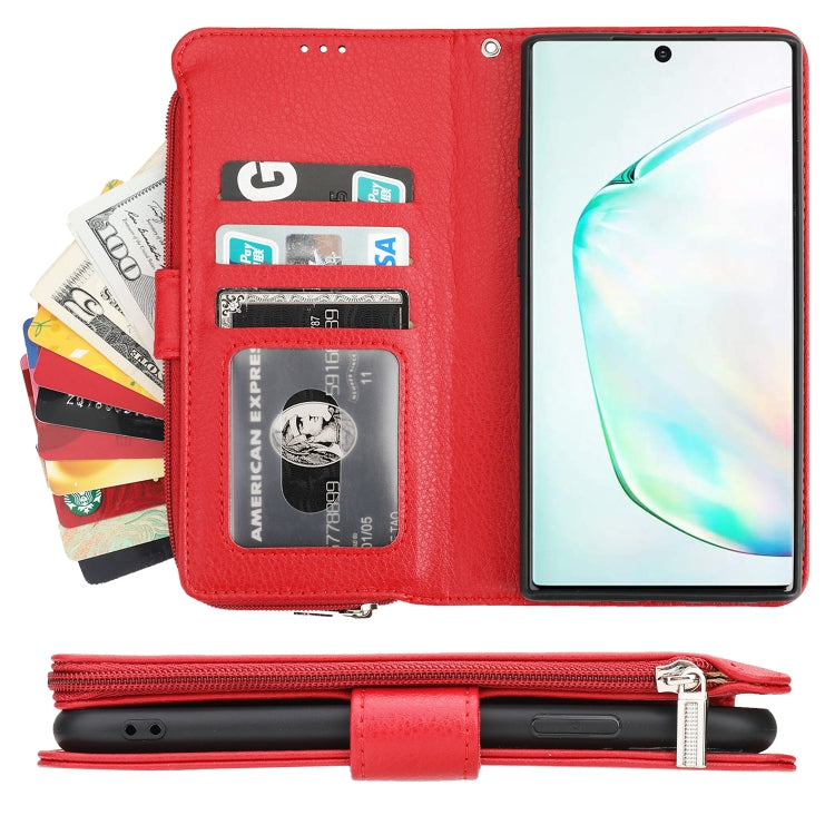 For Samsung Galaxy Note10+ Microfiber Zipper Horizontal Flip Leather Case