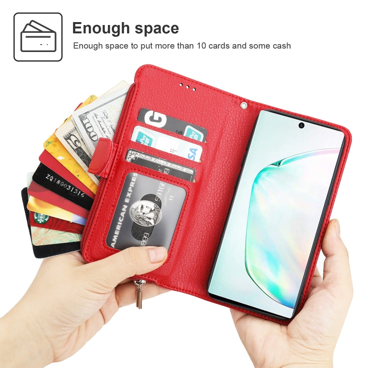 For Samsung Galaxy Note10+ Microfiber Zipper Horizontal Flip Leather Case