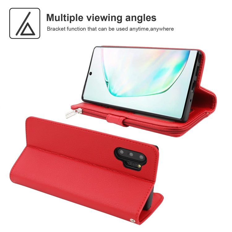 For Samsung Galaxy Note10+ Microfiber Zipper Horizontal Flip Leather Case
