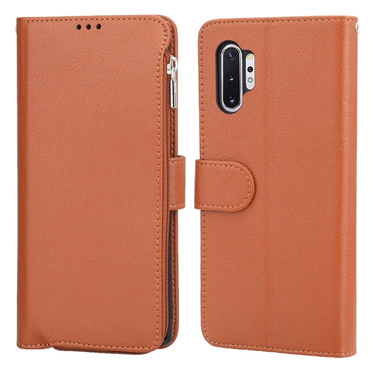 For Samsung Galaxy Note10+ Microfiber Zipper Horizontal Flip Leather Case