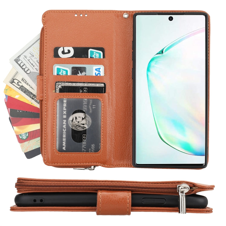 For Samsung Galaxy Note10+ Microfiber Zipper Horizontal Flip Leather Case