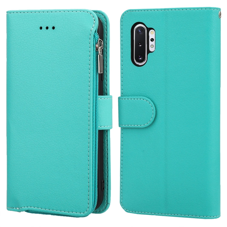 For Samsung Galaxy Note10+ Microfiber Zipper Horizontal Flip Leather Case