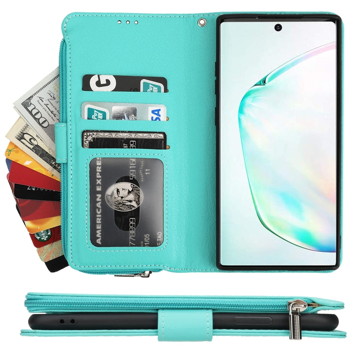 For Samsung Galaxy Note10+ Microfiber Zipper Horizontal Flip Leather Case