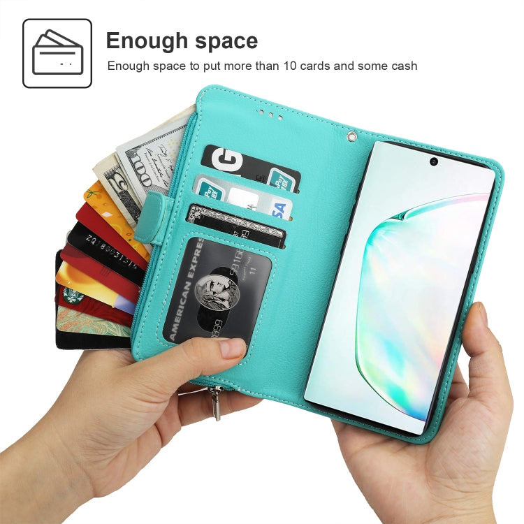 For Samsung Galaxy Note10+ Microfiber Zipper Horizontal Flip Leather Case