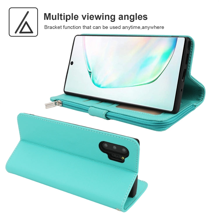 For Samsung Galaxy Note10+ Microfiber Zipper Horizontal Flip Leather Case