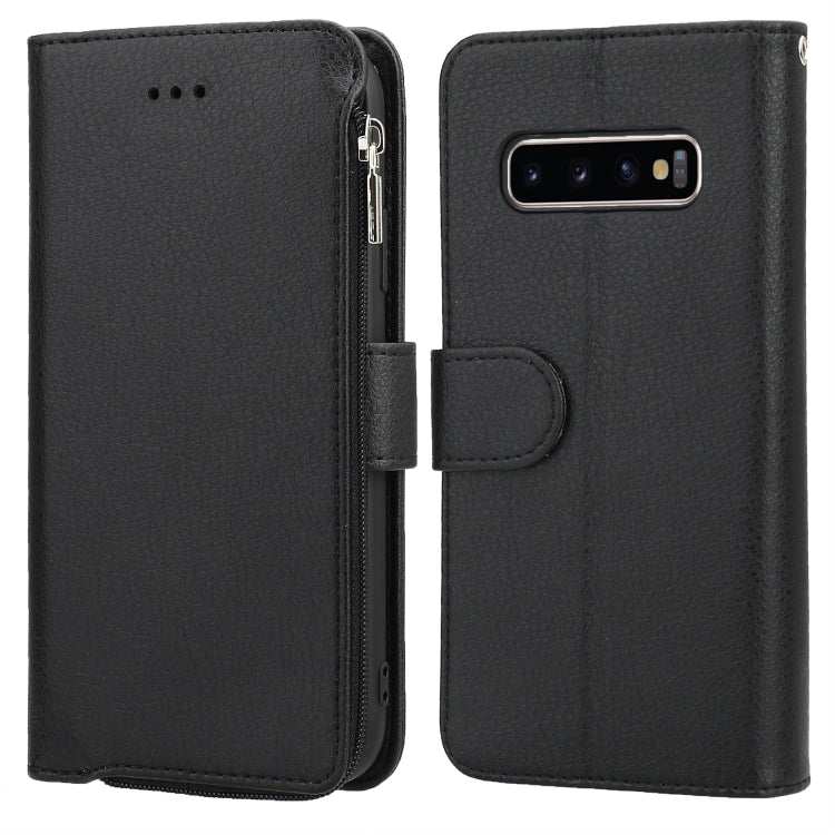 For Samsung Galaxy S10 Microfiber Zipper Horizontal Flip Leather Case