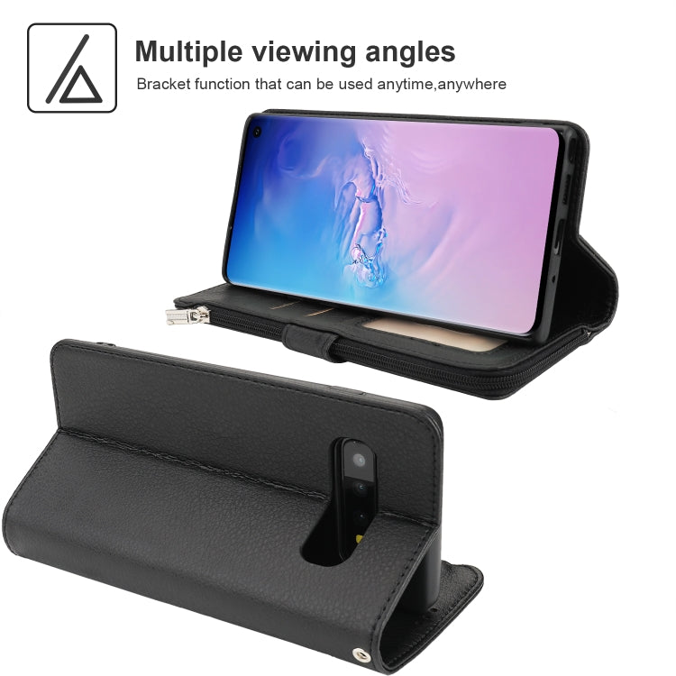 For Samsung Galaxy S10 Microfiber Zipper Horizontal Flip Leather Case