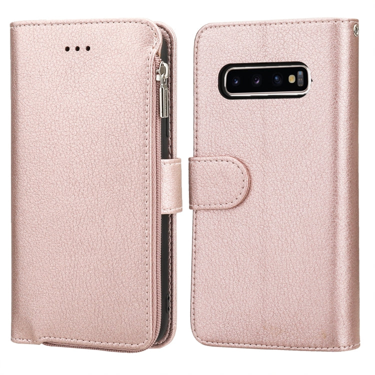 For Samsung Galaxy S10 Microfiber Zipper Horizontal Flip Leather Case