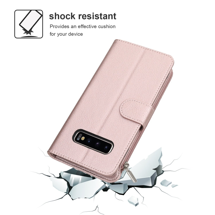 For Samsung Galaxy S10 Microfiber Zipper Horizontal Flip Leather Case