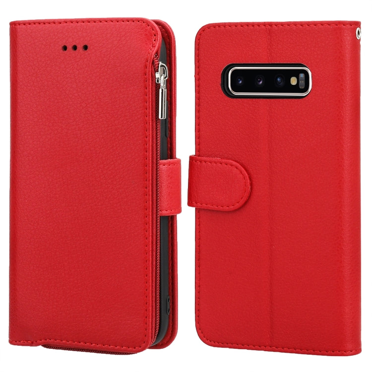 For Samsung Galaxy S10 Microfiber Zipper Horizontal Flip Leather Case
