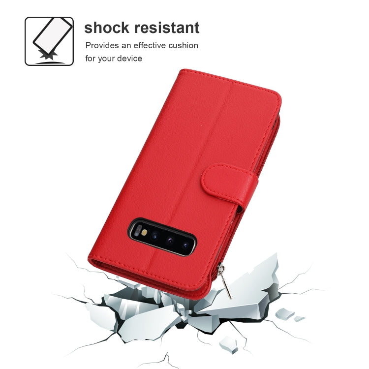 For Samsung Galaxy S10 Microfiber Zipper Horizontal Flip Leather Case