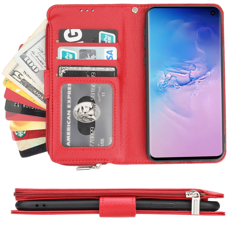For Samsung Galaxy S10 Microfiber Zipper Horizontal Flip Leather Case