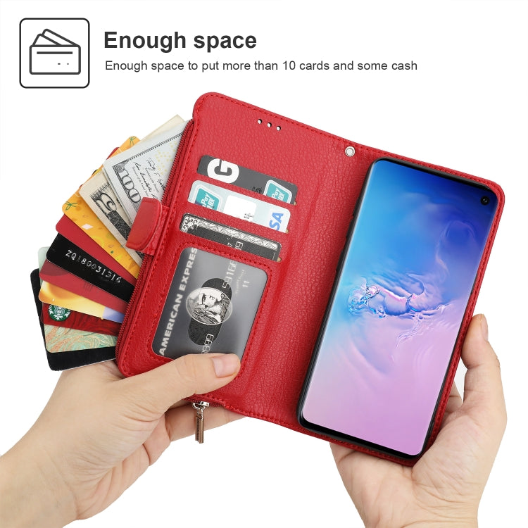 For Samsung Galaxy S10 Microfiber Zipper Horizontal Flip Leather Case