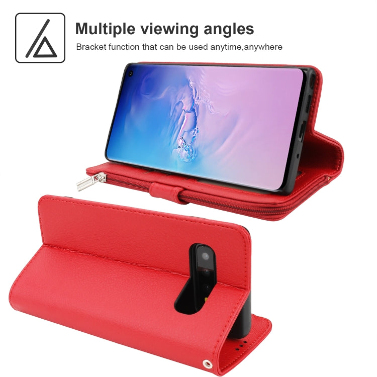For Samsung Galaxy S10 Microfiber Zipper Horizontal Flip Leather Case