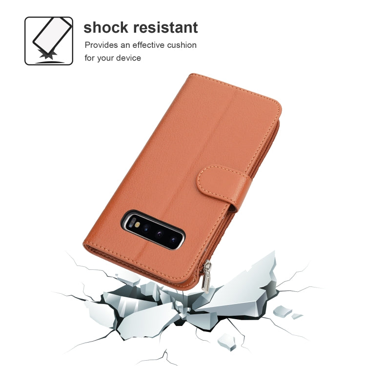 For Samsung Galaxy S10 Microfiber Zipper Horizontal Flip Leather Case
