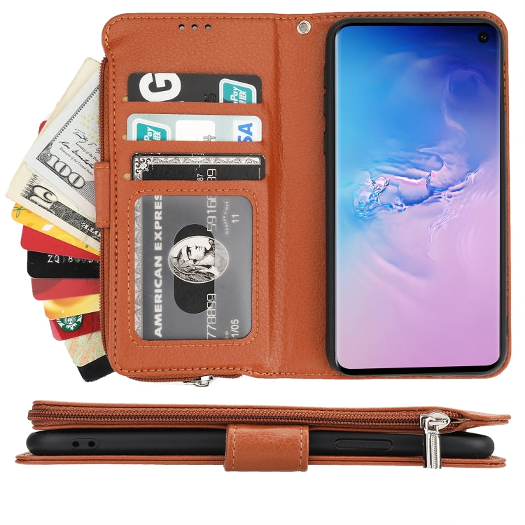 For Samsung Galaxy S10 Microfiber Zipper Horizontal Flip Leather Case