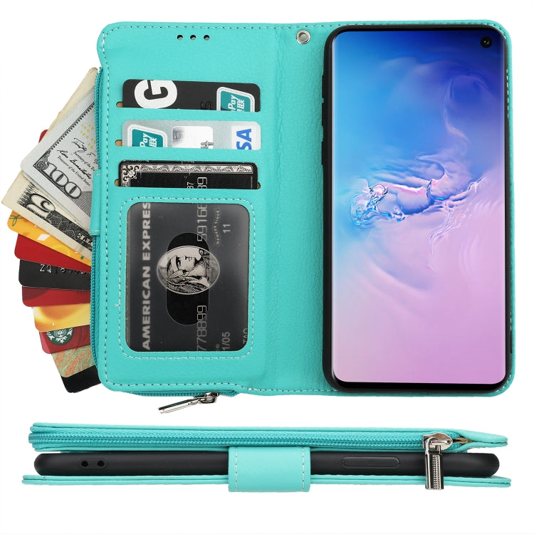 For Samsung Galaxy S10 Microfiber Zipper Horizontal Flip Leather Case