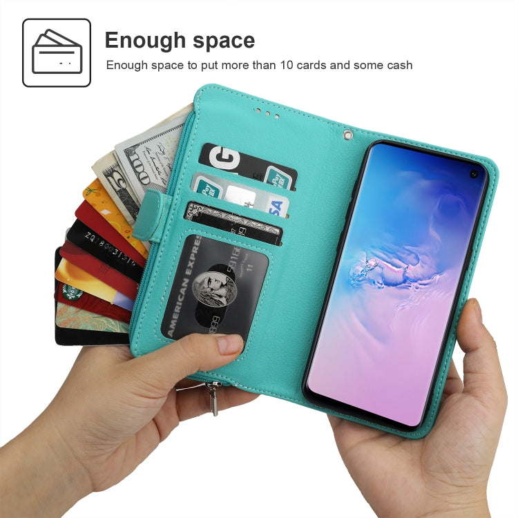 For Samsung Galaxy S10 Microfiber Zipper Horizontal Flip Leather Case