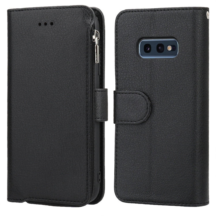 For Samsung Galaxy S10e Microfiber Zipper Horizontal Flip Leather Case