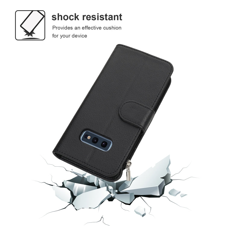 For Samsung Galaxy S10e Microfiber Zipper Horizontal Flip Leather Case